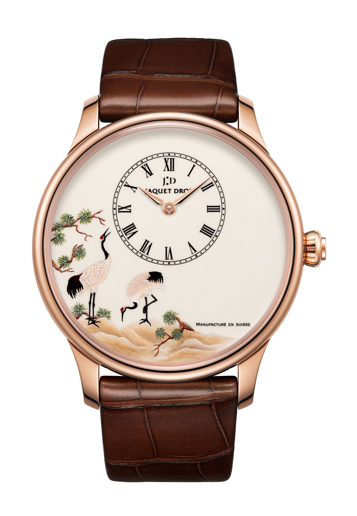 Jaquet Droz Petite Heure Minute White Crane
