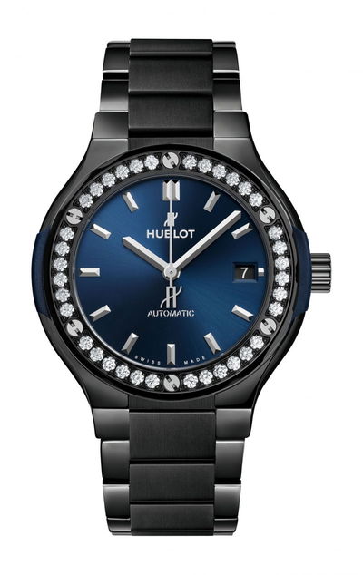 Hublot Classic Fusion Ceramic Blue Bracelet Diamonds