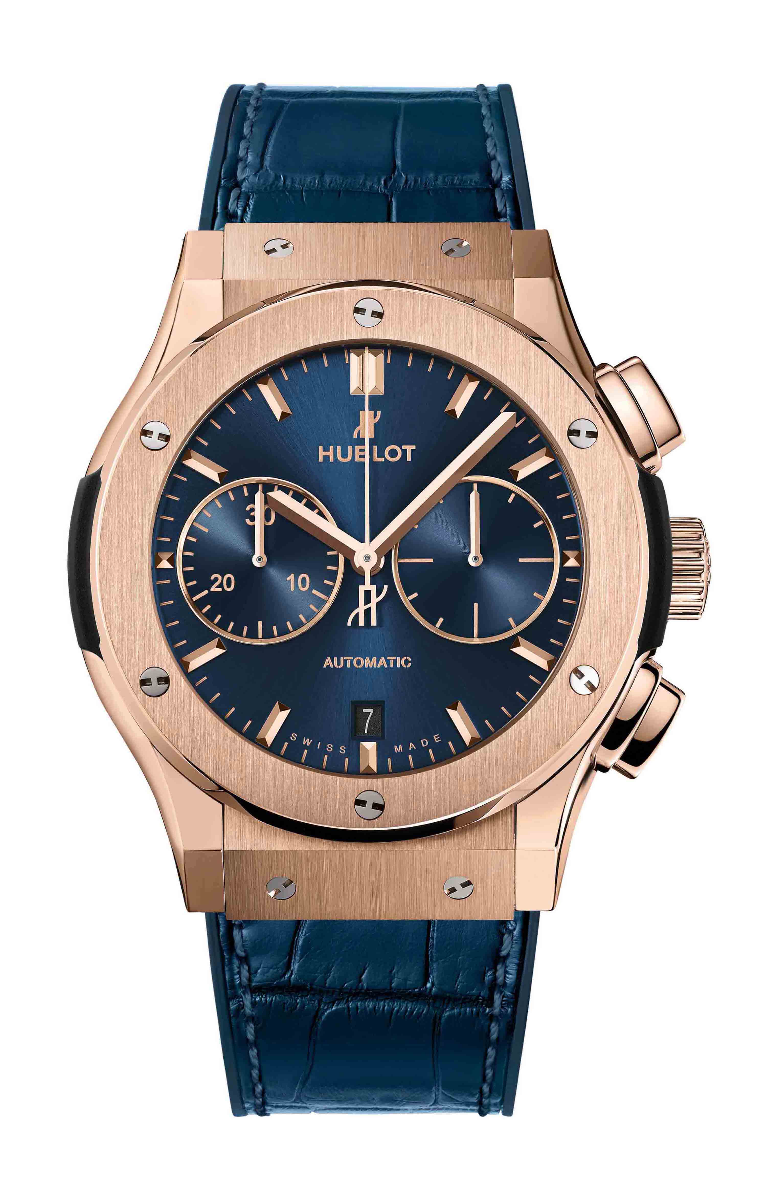 Hublot Classic Fusion Blue Chronograph King Gold