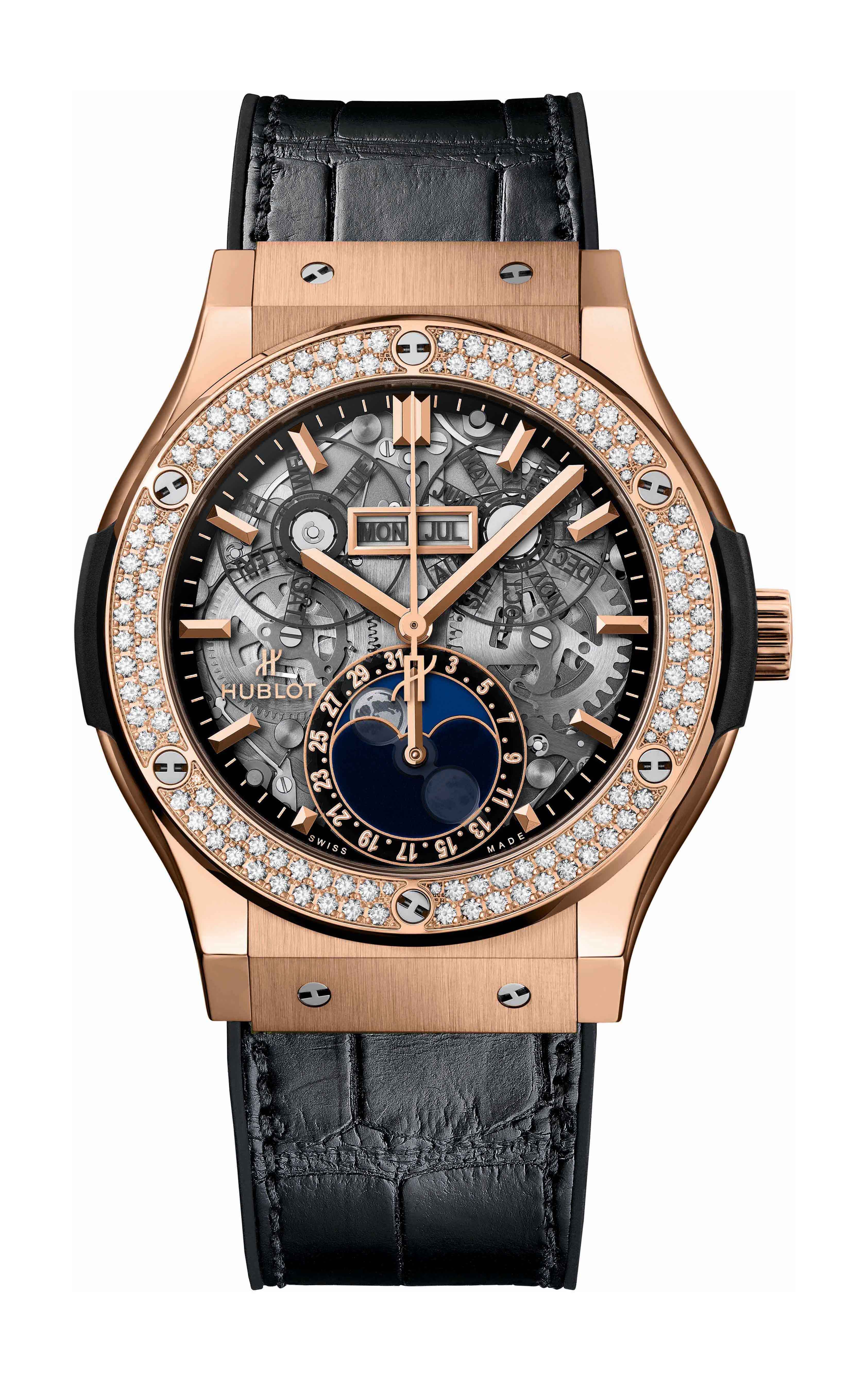 Hublot Classic Fusion Aerofusion Moonphase King Gold Diamonds