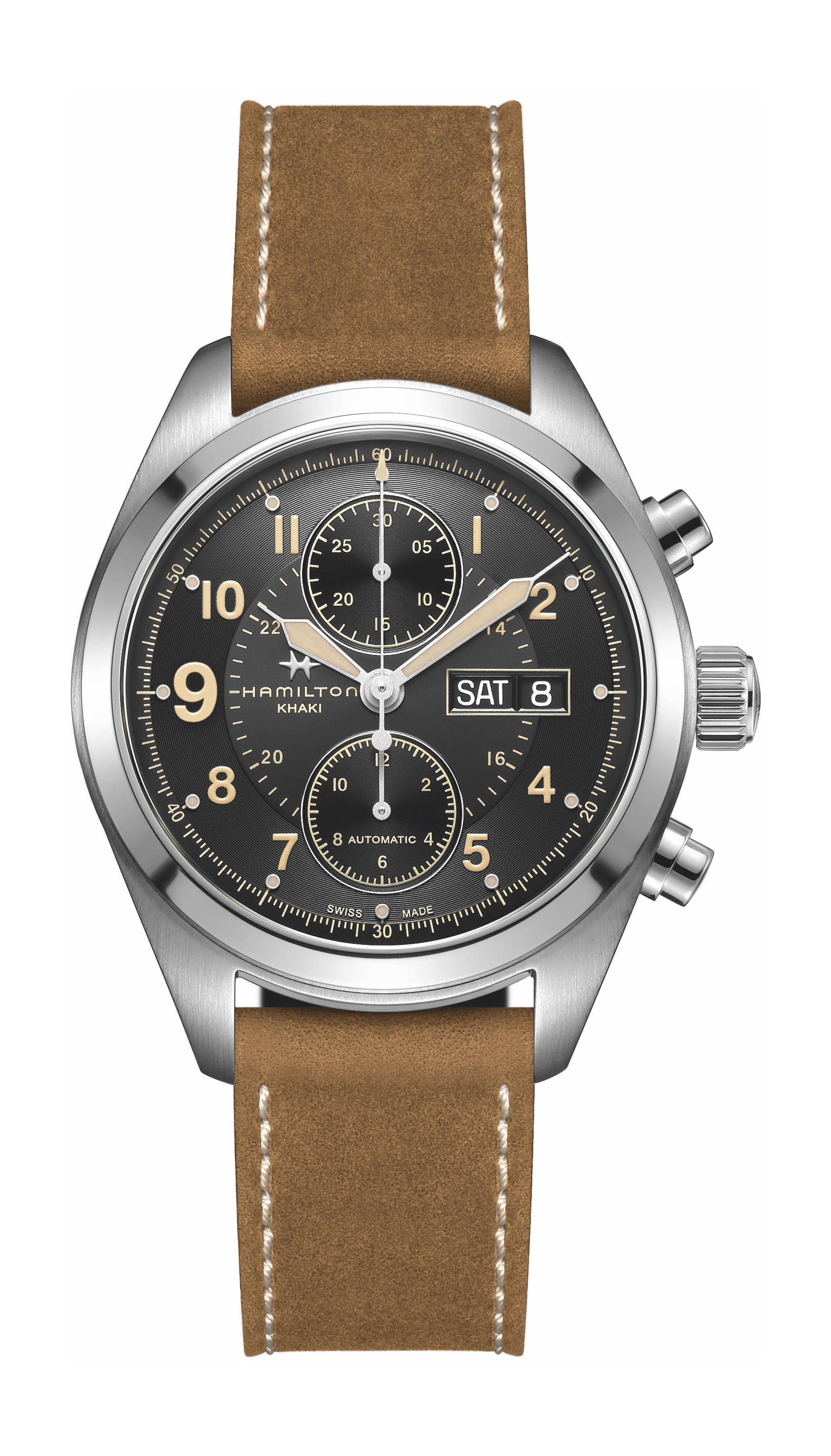 Hamilton Khaki Field Auto Chrono 42mm noir PVD noir