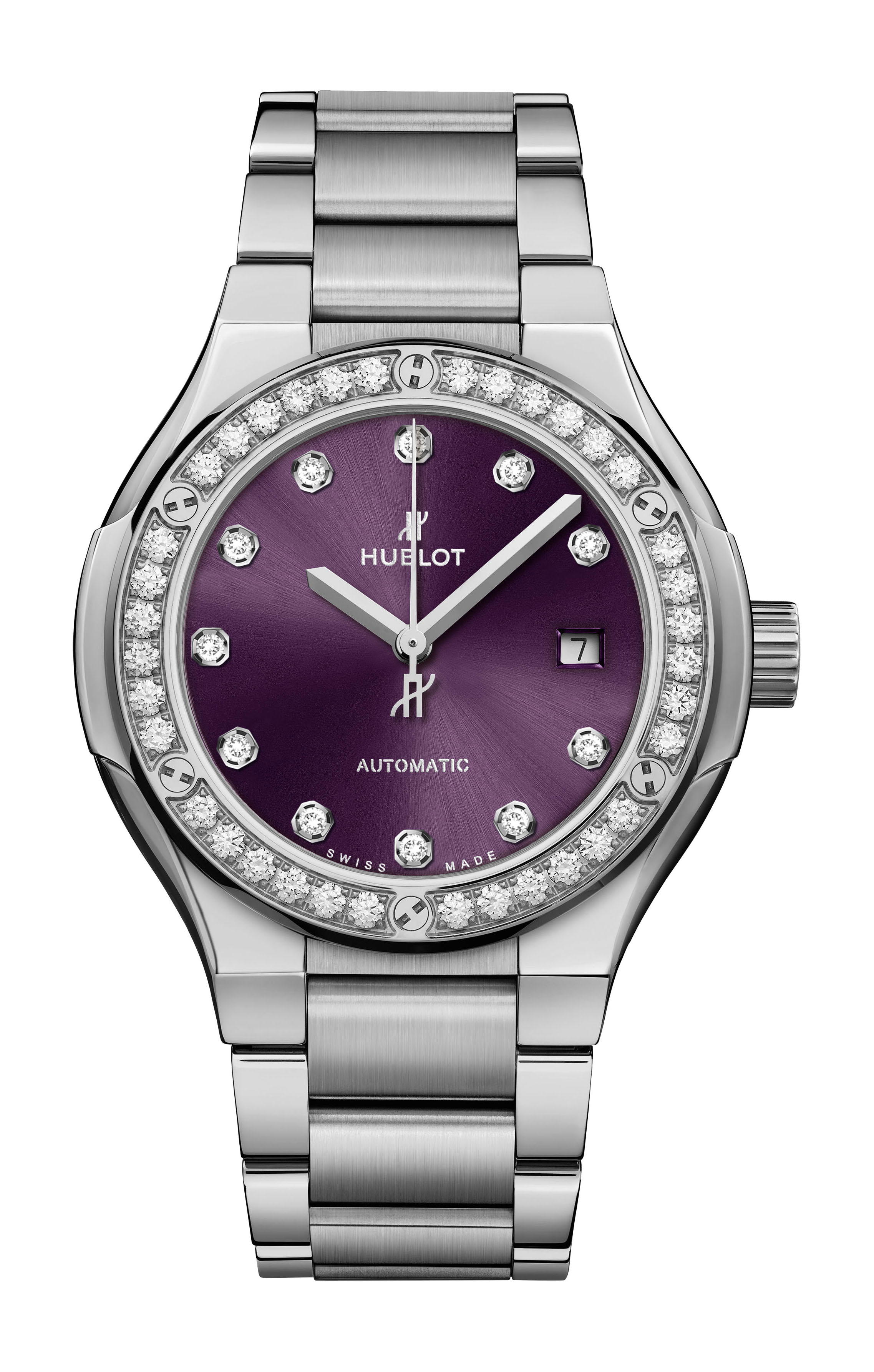 Hublot Classic Fusion Titanium Purple Diamonds Bracelet