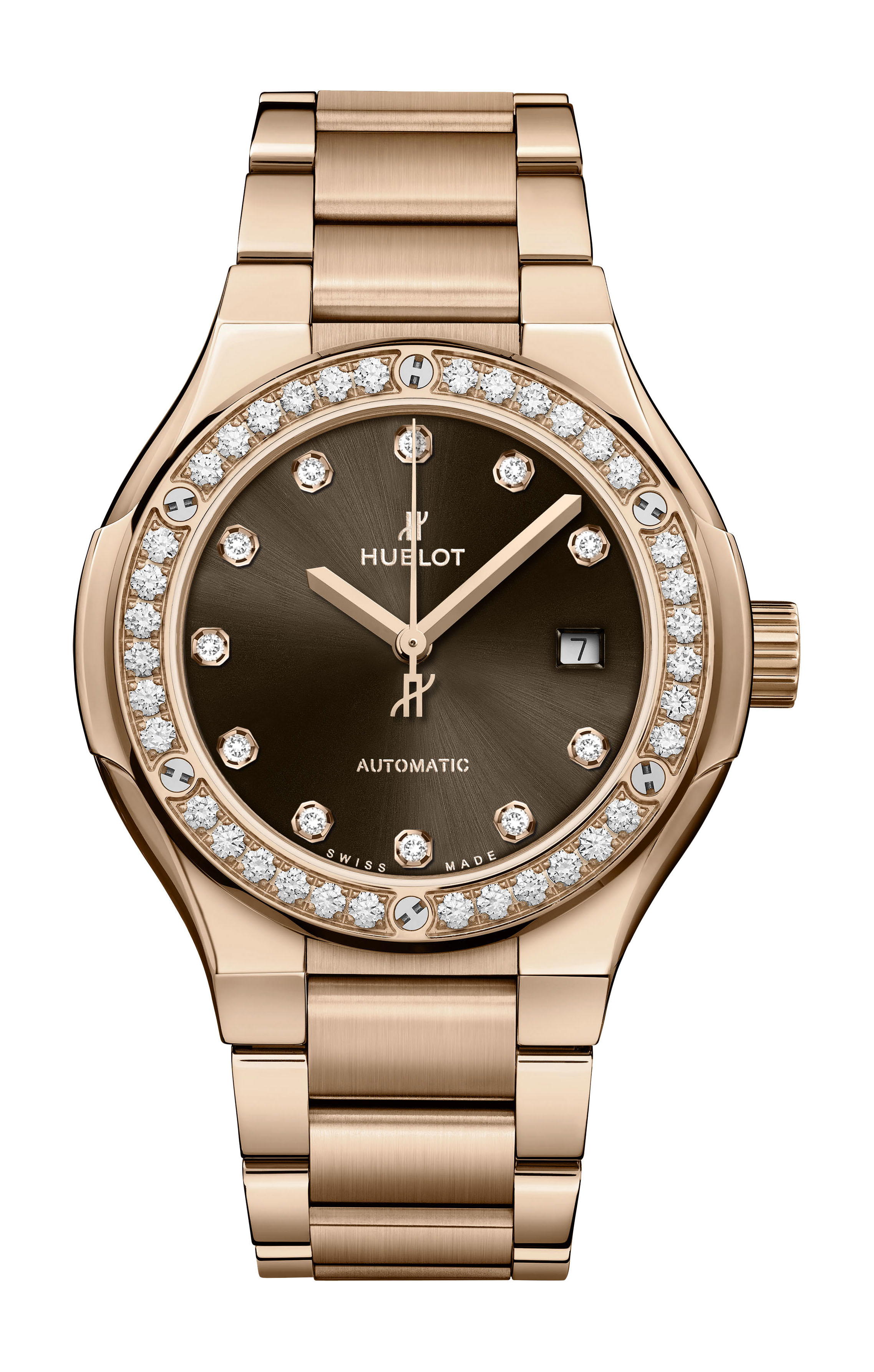 Hublot Classic Fusion King Gold Brown Diamonds Bracelet