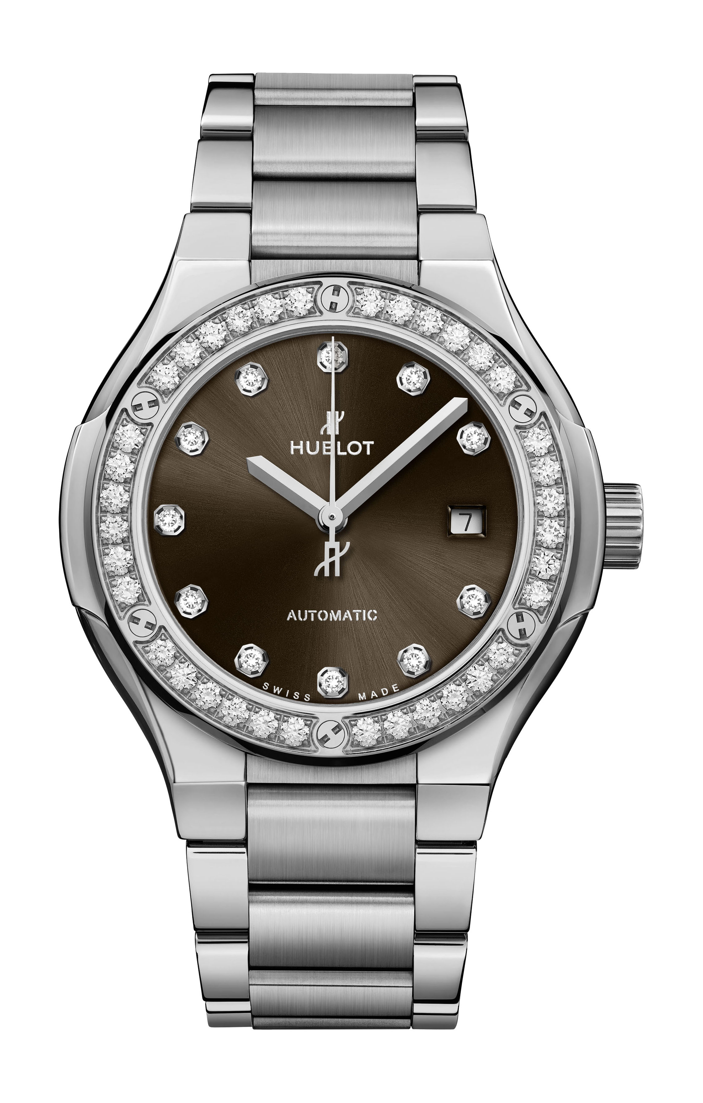 Hublot Classic Fusion Titanium Brown Diamonds Bracelet