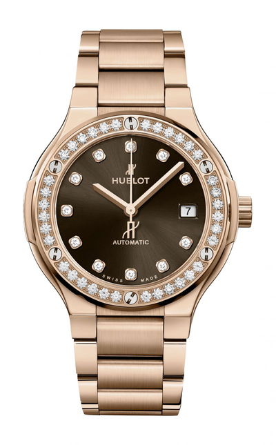 Hublot Classic Fusion King Gold Brown Diamonds Bracelet