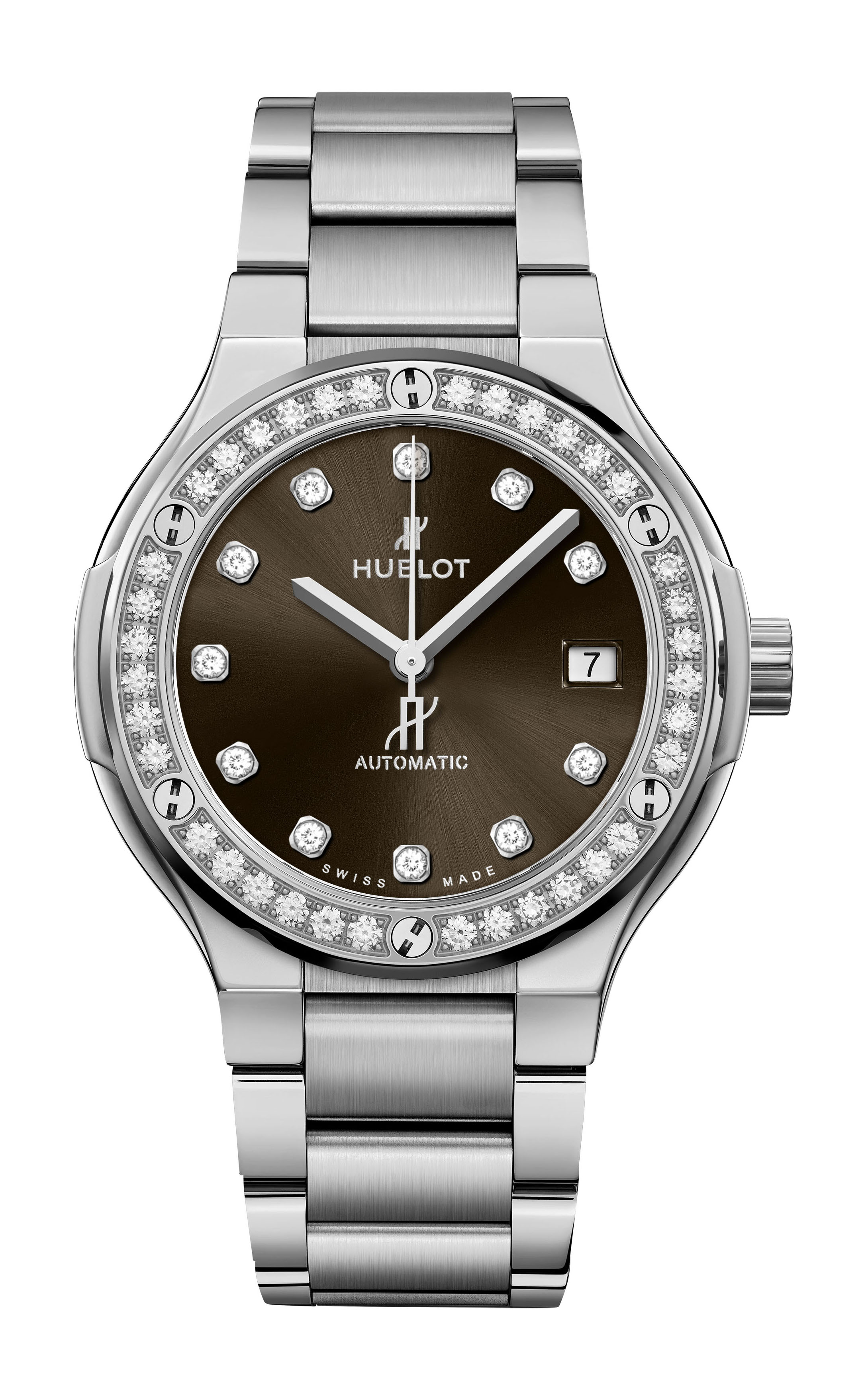 Hublot Classic Fusion Titanium Brown Diamonds Bracelet