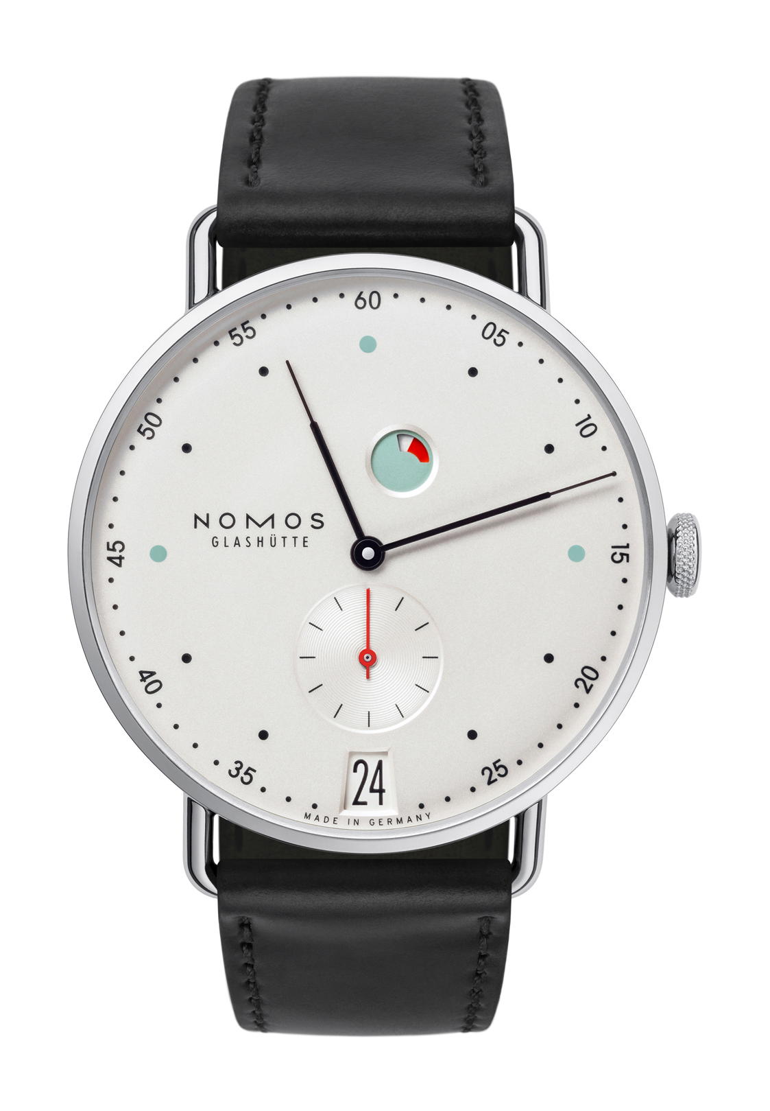 Nomos Glashütte Metro date power reserve