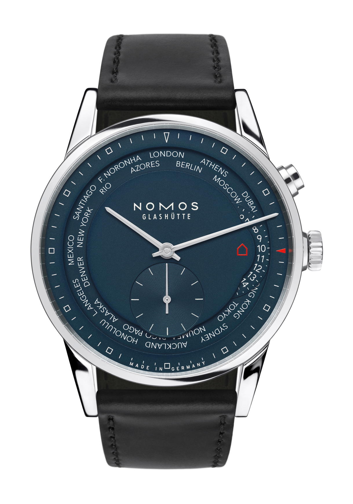 Nomos Glashütte Zürich world time midnight blue