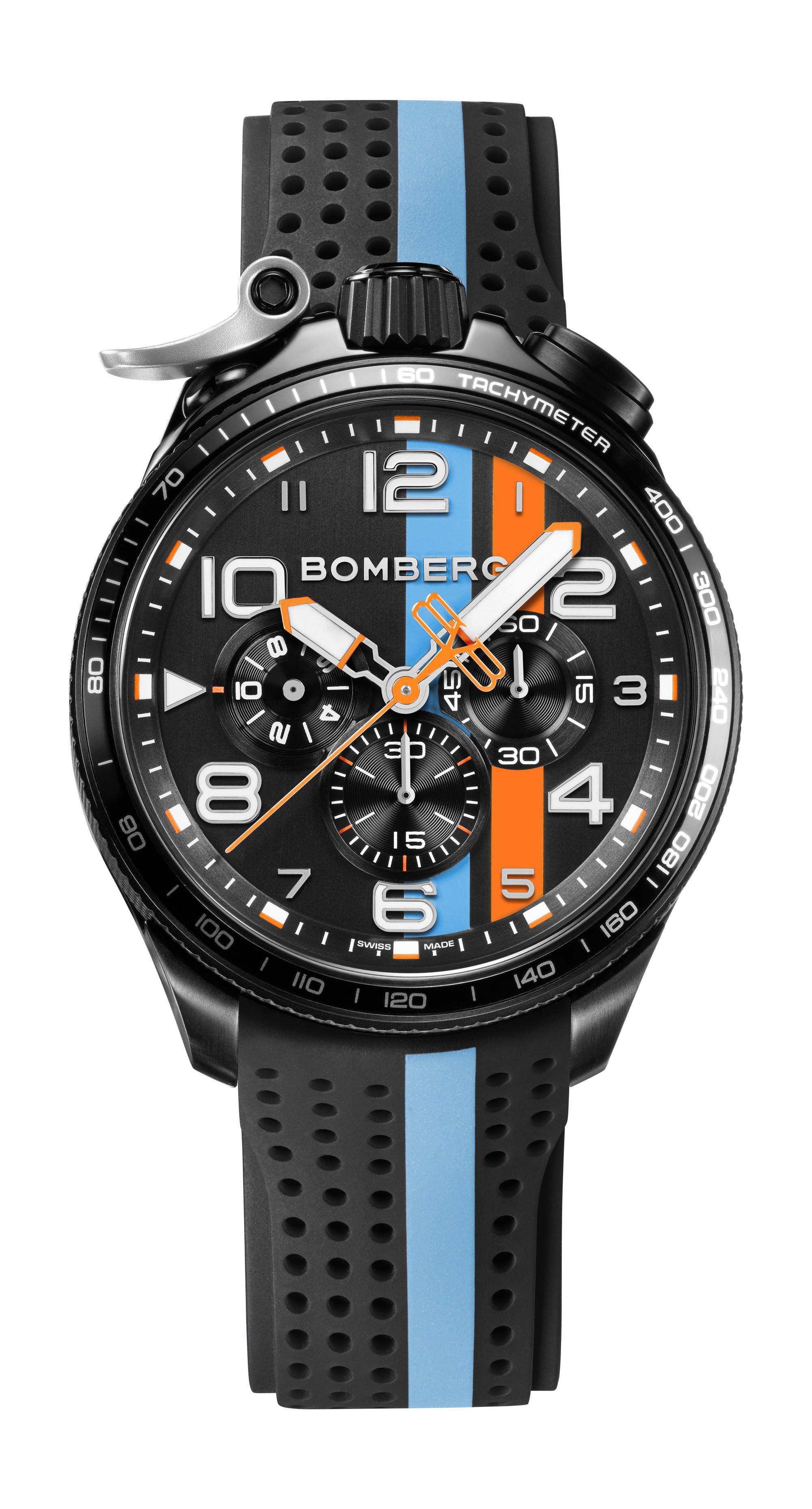 Bomberg BOLT-68 Racing Light Blue Stripe