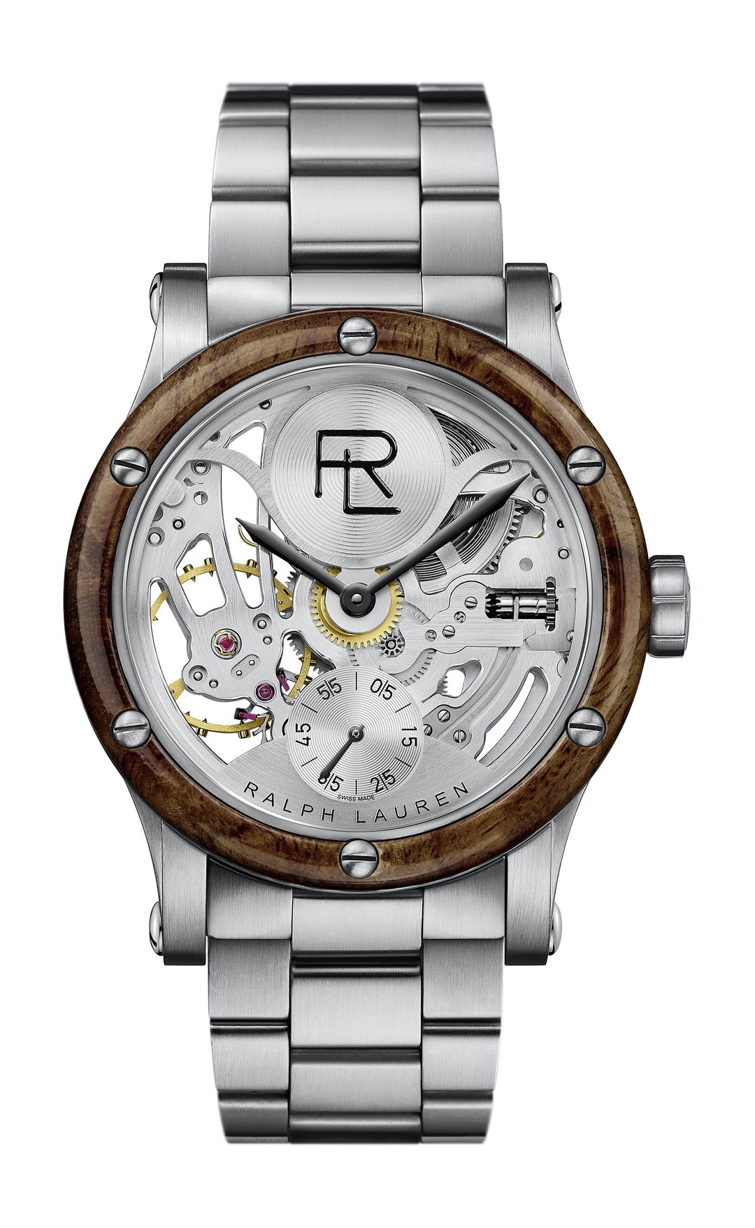Rl Automotive Skeleton 45mm Black Steel Wood Bezel