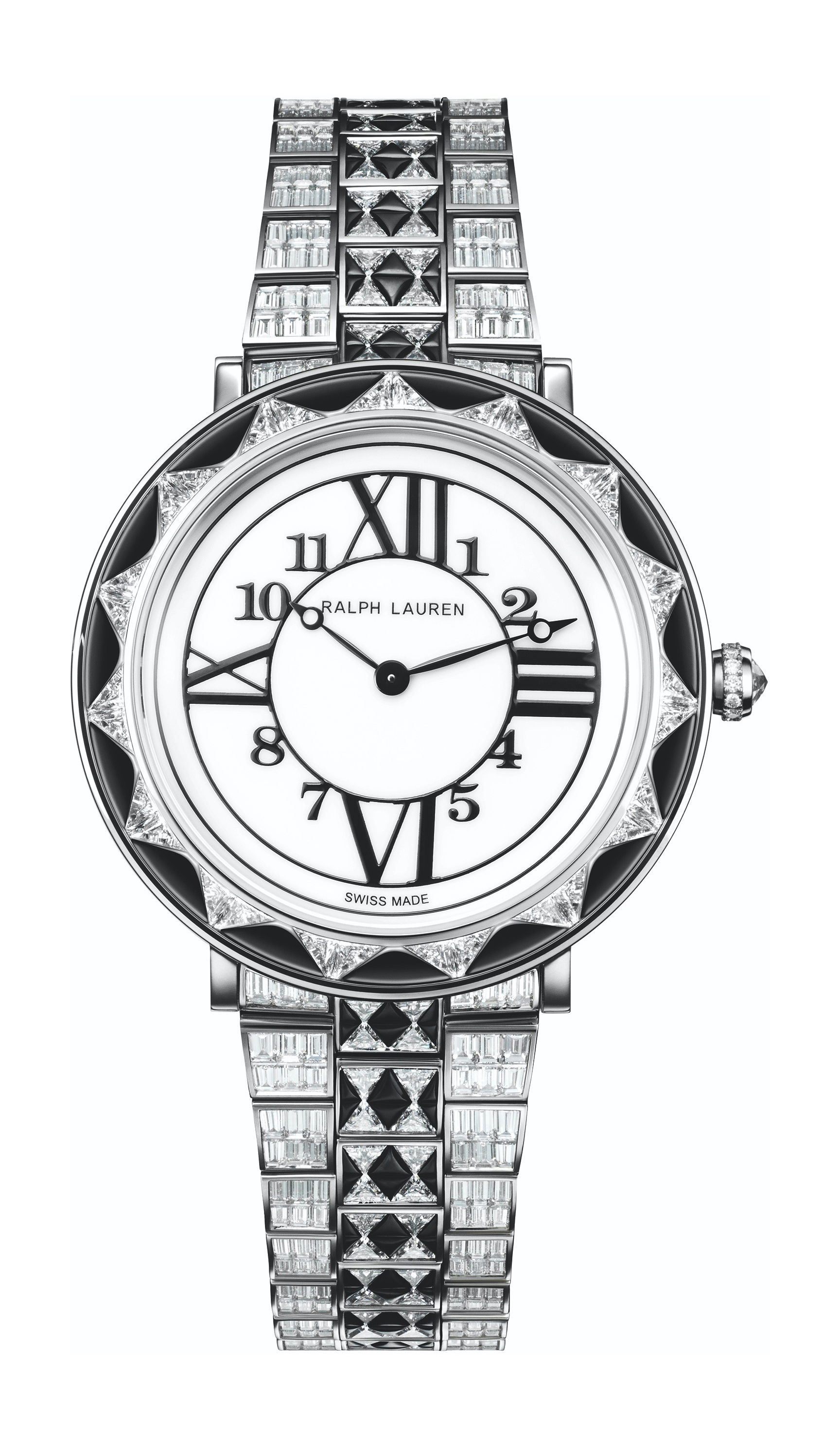 Ralph Lauren Rl888 Deco Diamond 38mm White Gold With Diamonds