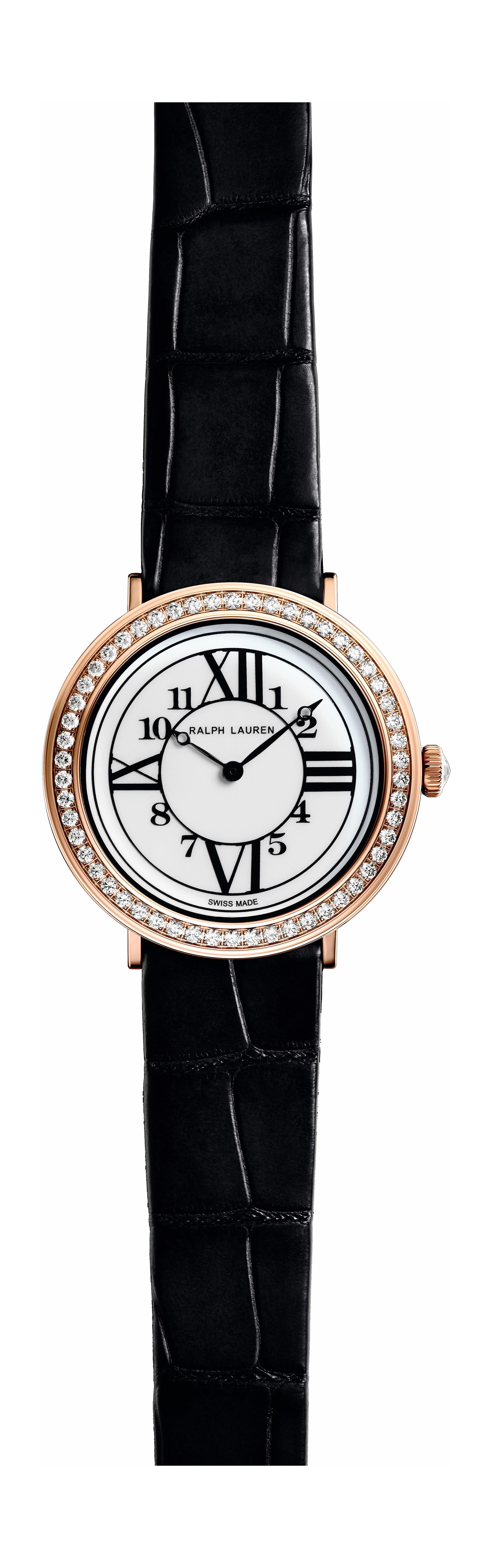 Ralph Lauren Rl888 32mm Rose Gold With Diamond Row