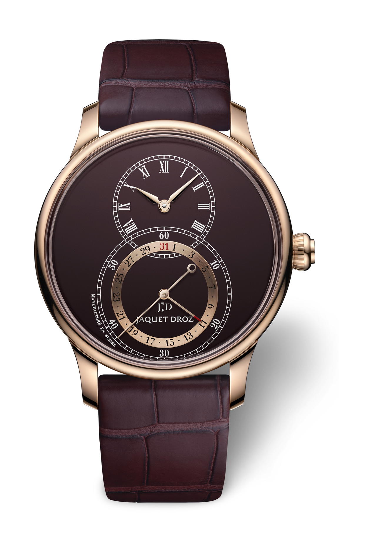Jaquet Droz Grande Seconde Quantieme Burgundy Enamel
