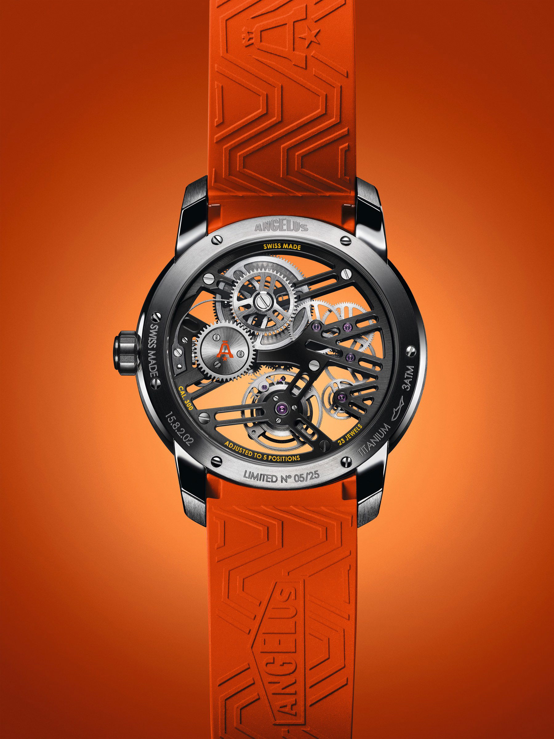 Angelus U41 Orange Vibrant Structure Tourbillon Skeleton