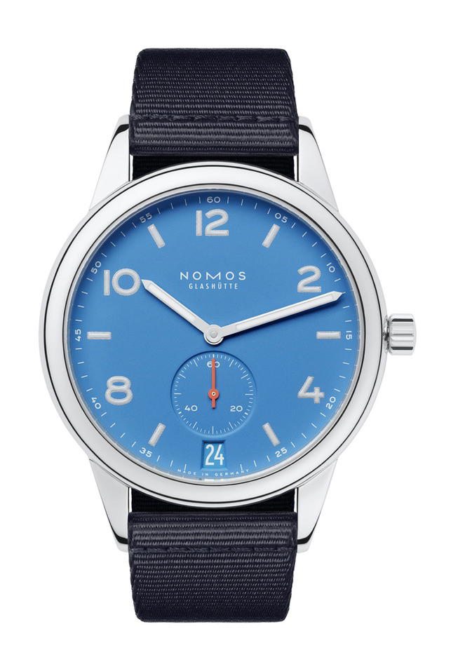 Nomos Glashütte Club Automat Datum siren blue
