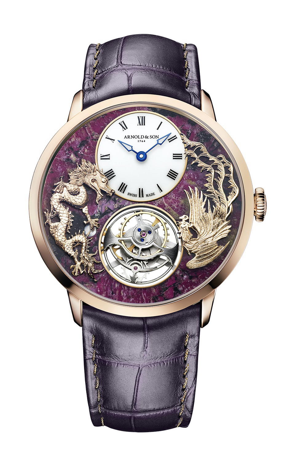 Arnold & Son Ultrathin Tourbillon Red Gold Dragon & Phoenix Eudialyte