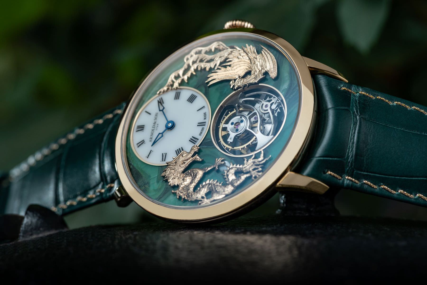Arnold & Son Ultrathin Tourbillon Red Gold Dragon & Phoenix Verdite