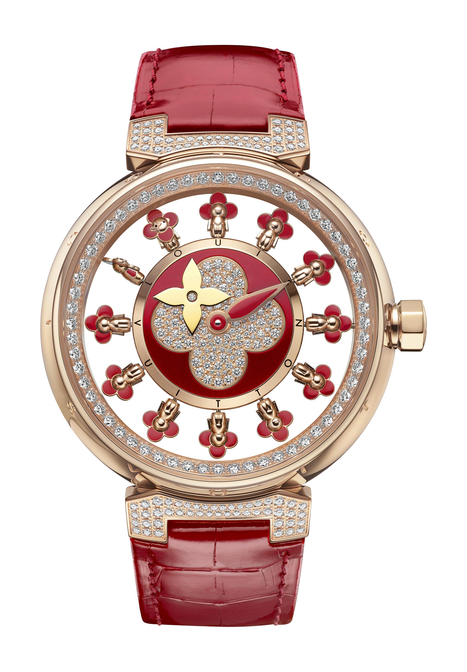 Louis Vuitton Tambour Spin Time Air Vivienne, Red