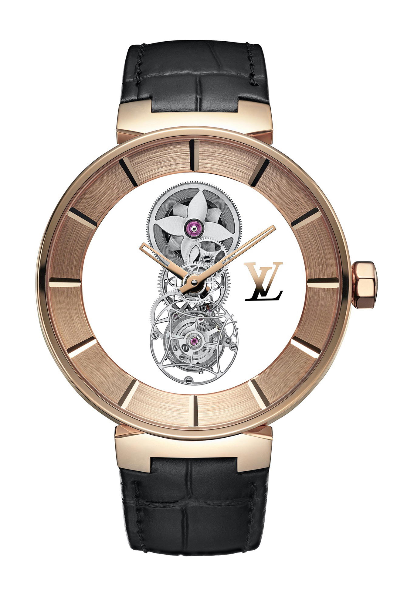 Louis Vuitton Tambour Moon Mystérieuse Tourbillon Volant, Or Rose