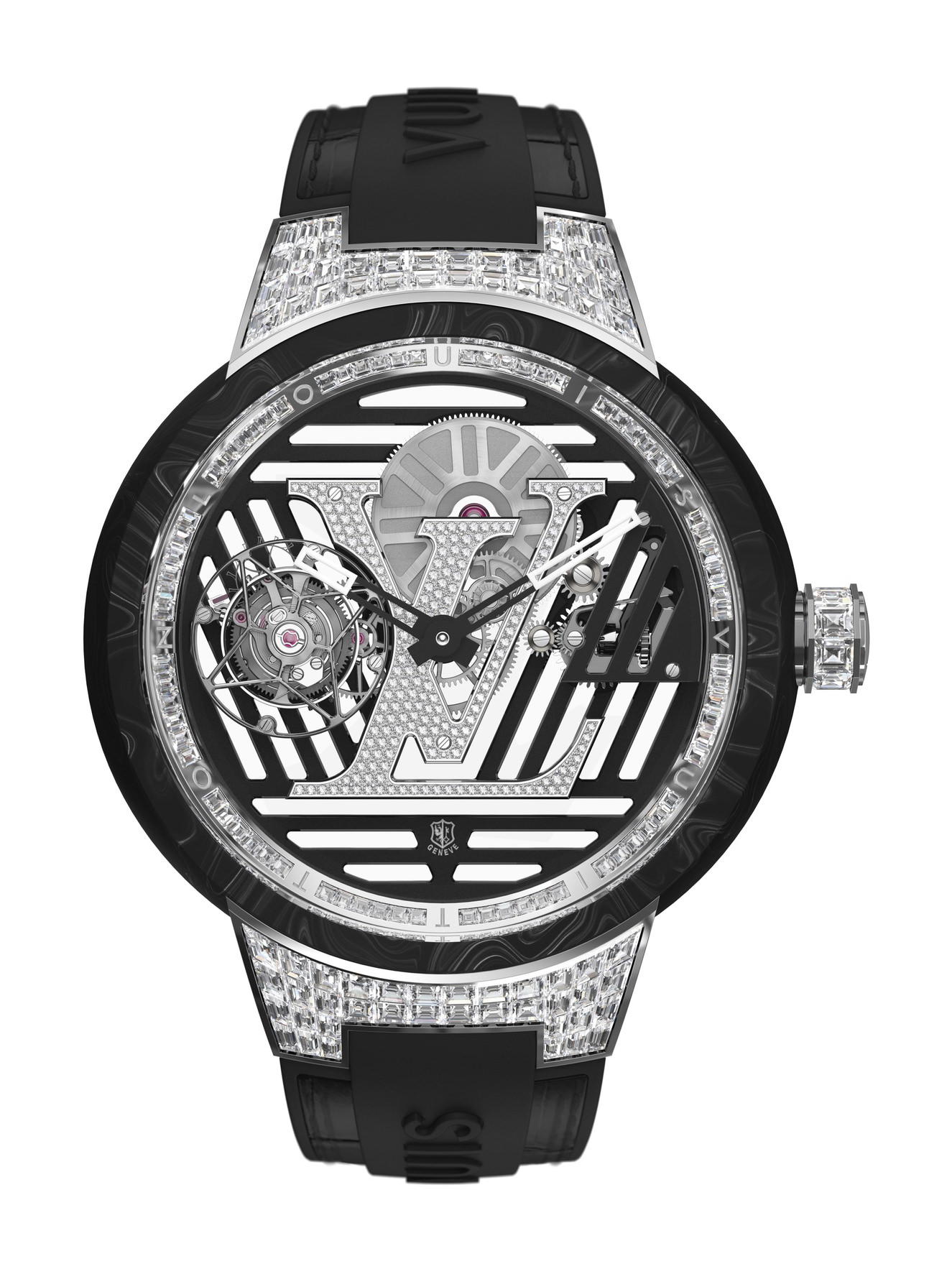 Louis Vuitton Tambour Curve Tourbillon Volant Poinçon de Genève Sertie