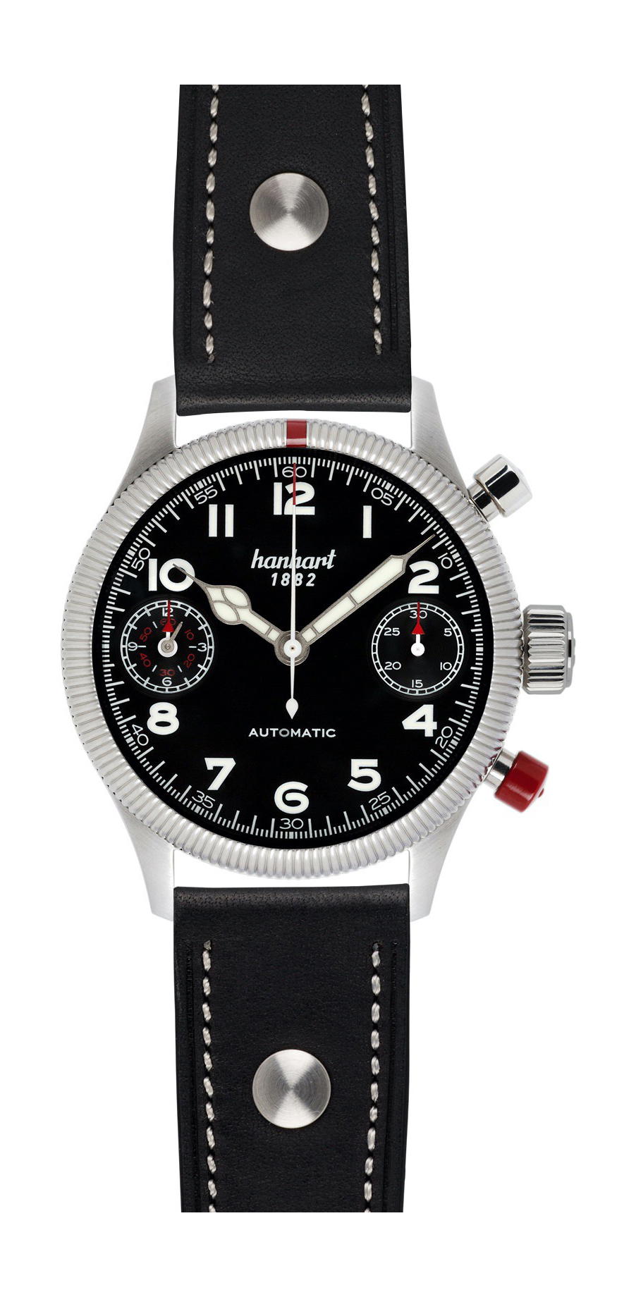 Hanhart PIONEER TwinDicator Black Fluted Bezel