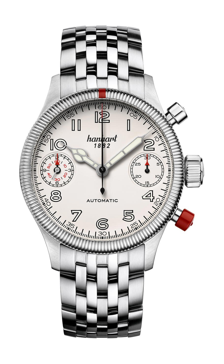 Hanhart PIONEER TwinDicator Antique White Fluted Bezel