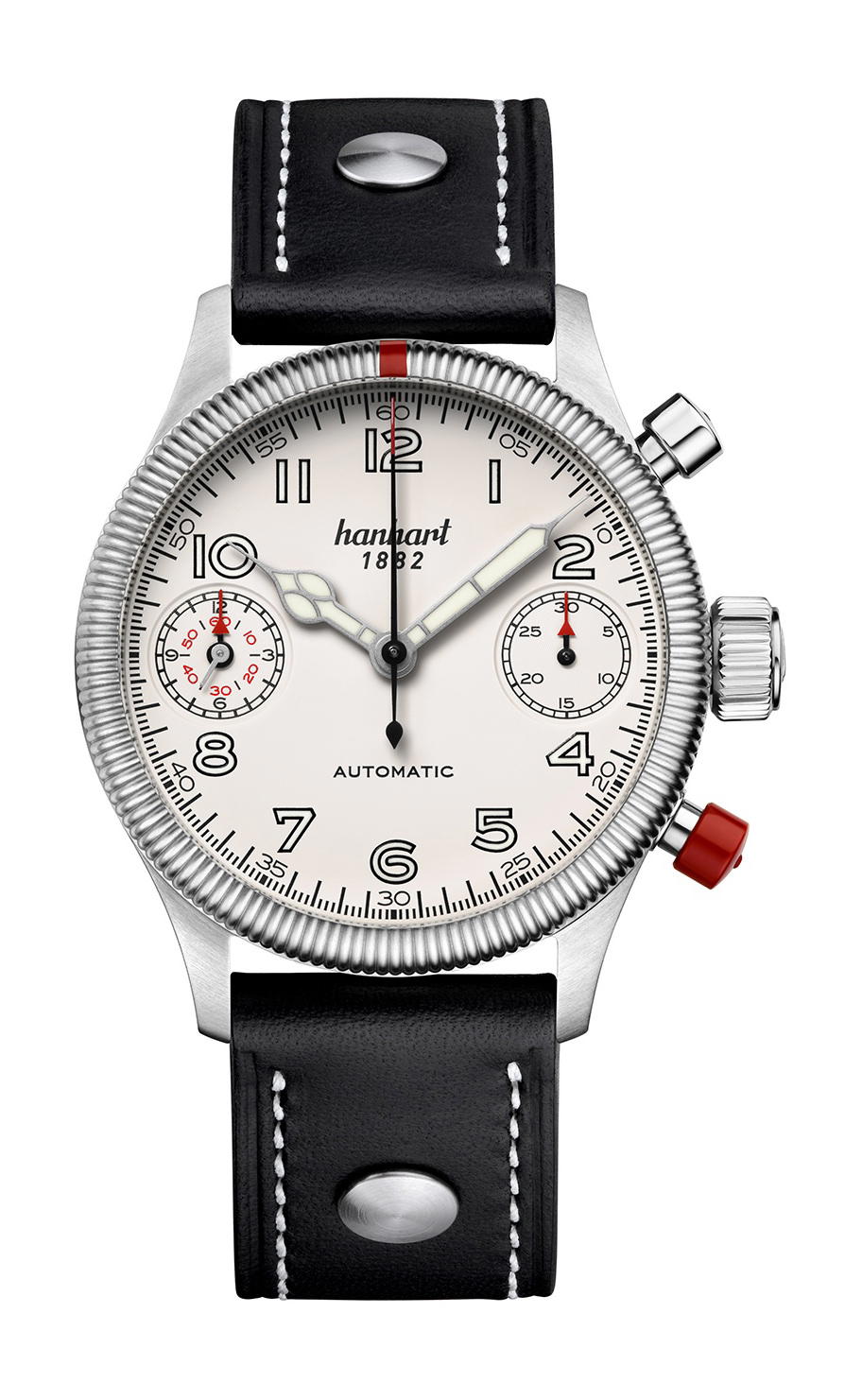 Hanhart PIONEER TwinDicator Antique White Fluted Bezel