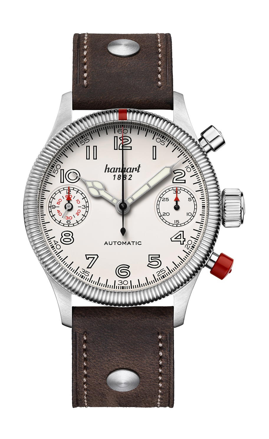 Hanhart PIONEER TwinDicator Antique White Fluted Bezel