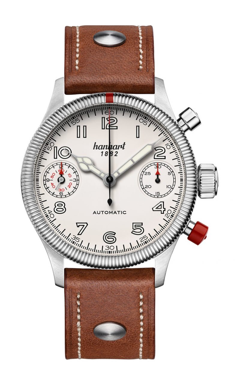 Hanhart PIONEER TwinDicator Off-White, Fluted Bezel