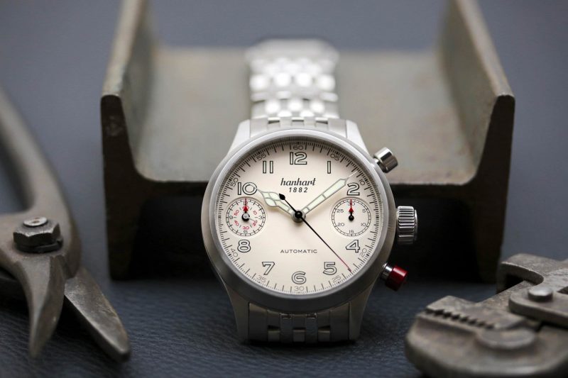 Hanhart PIONEER TwinDicator Off-White, Flat Bezel