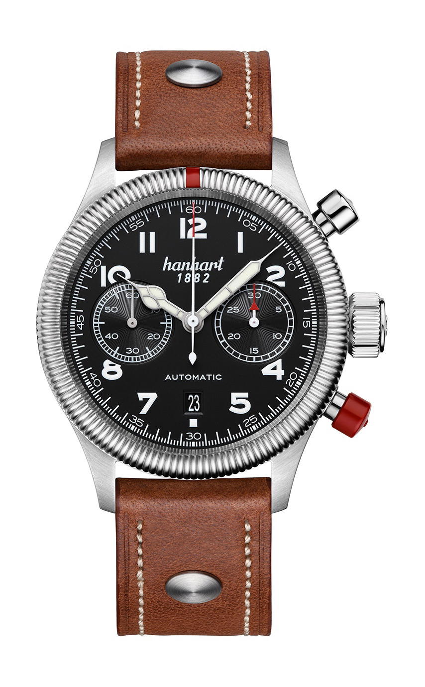 Hanhart PIONEER TwinControl Black, Fluted Bezel