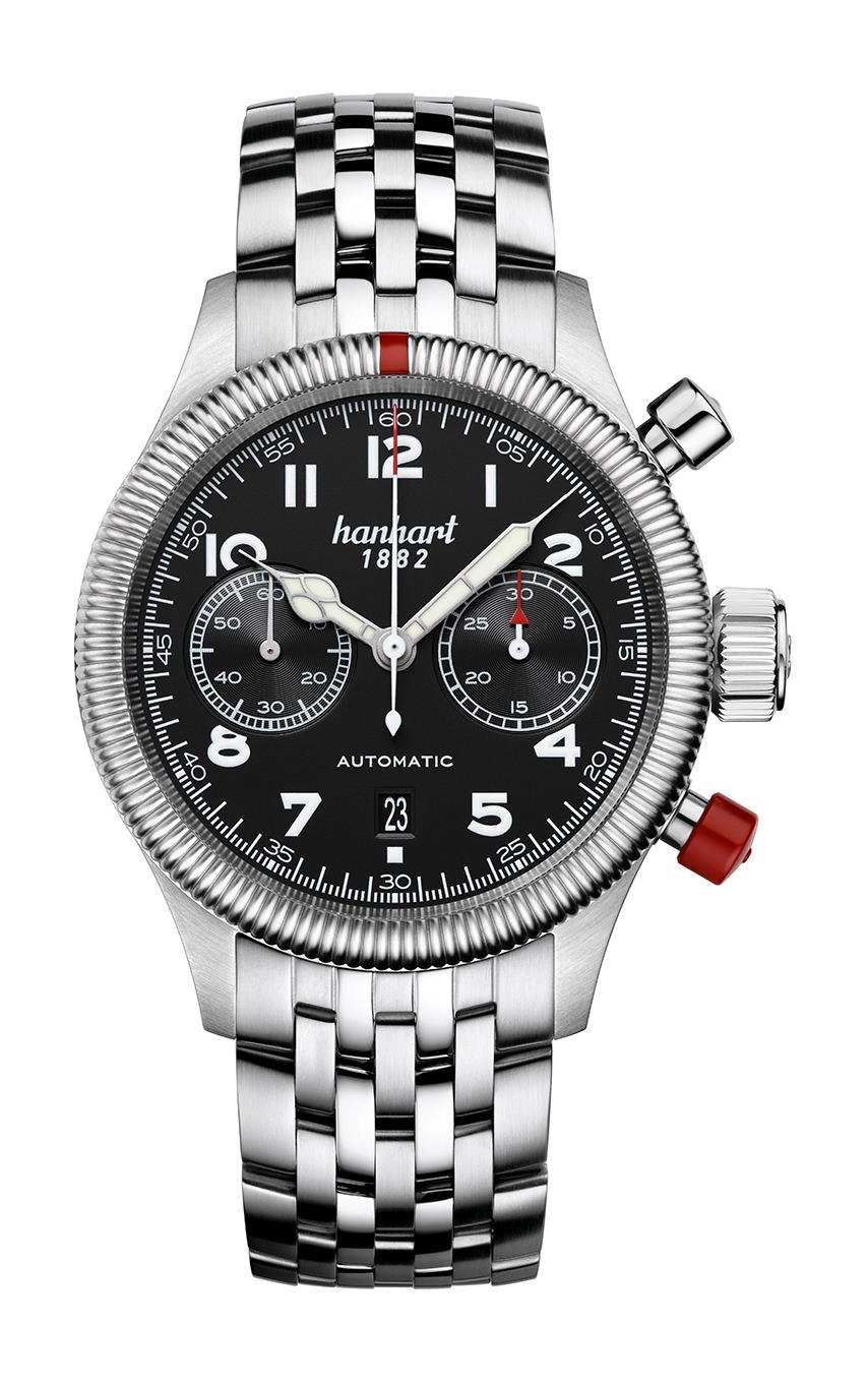 Hanhart PIONEER TwinControl Black, Fluted Bezel