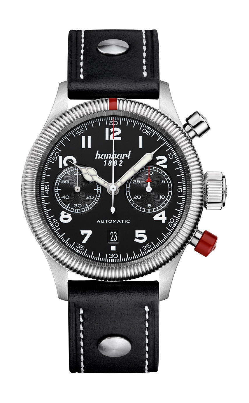 Hanhart PIONEER TwinControl Black, Fluted Bezel