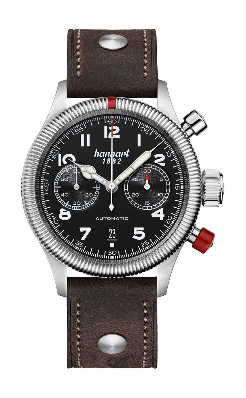 Hanhart PIONEER TwinControl Black, Fluted Bezel