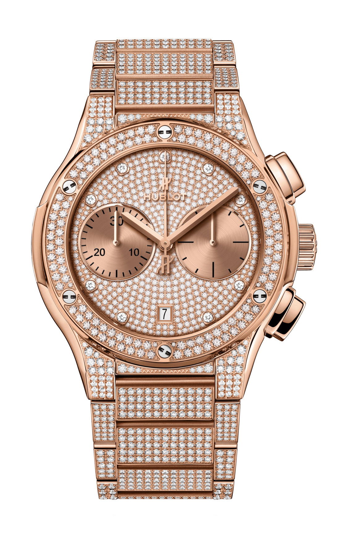 Hublot Classic Fusion Chronograph King Gold Full Pavé Bracelet