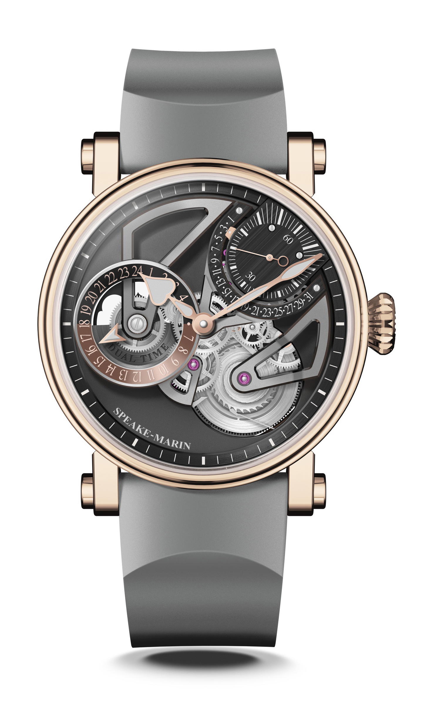 Speake-Marin Openworked Dual Time Red Gold