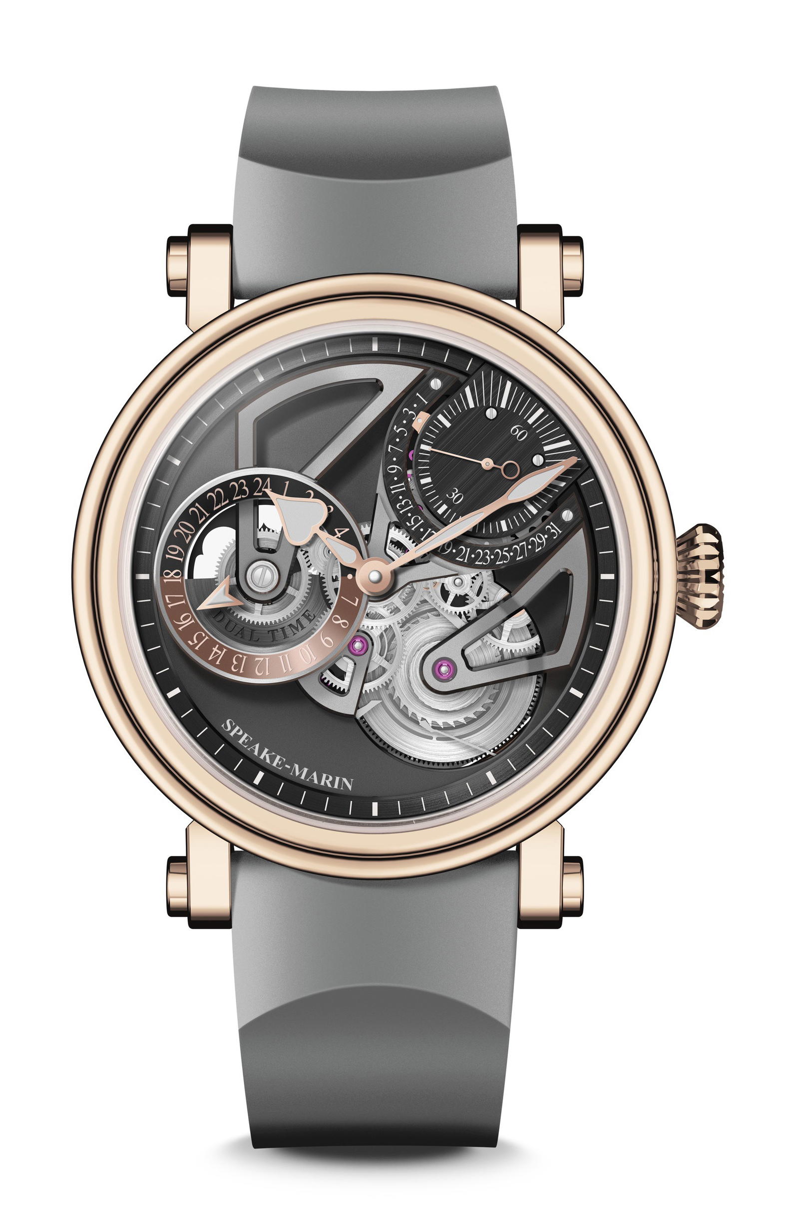 Speake-Marin Openworked Dual Time Red Gold
