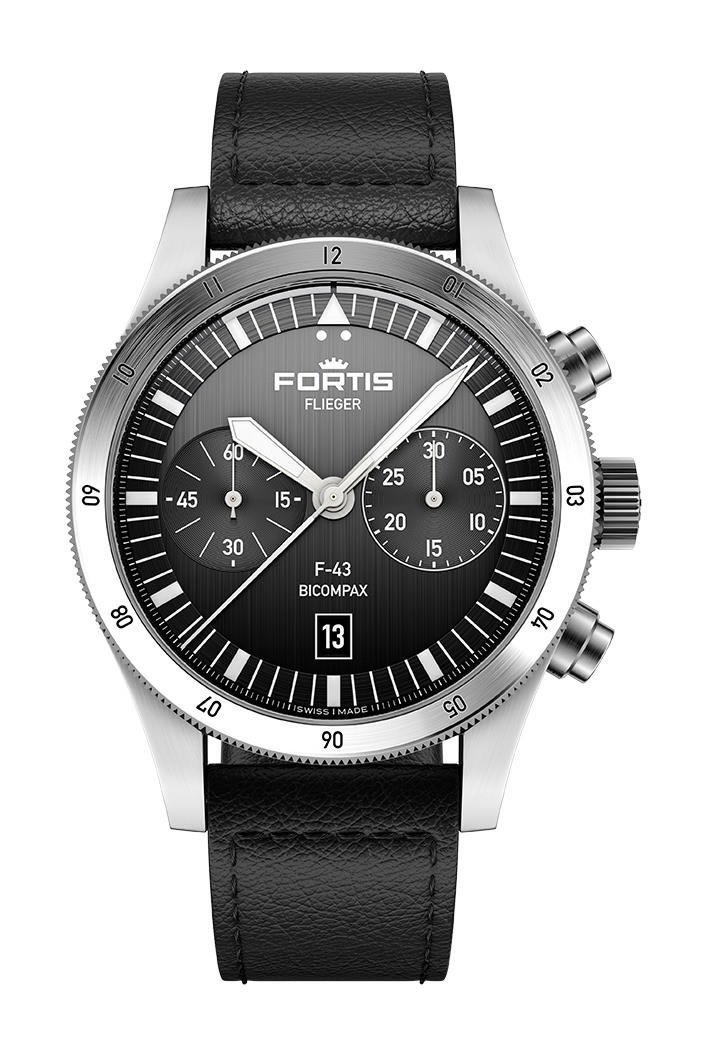 Fortis Flieger F-43 Bicompax Black