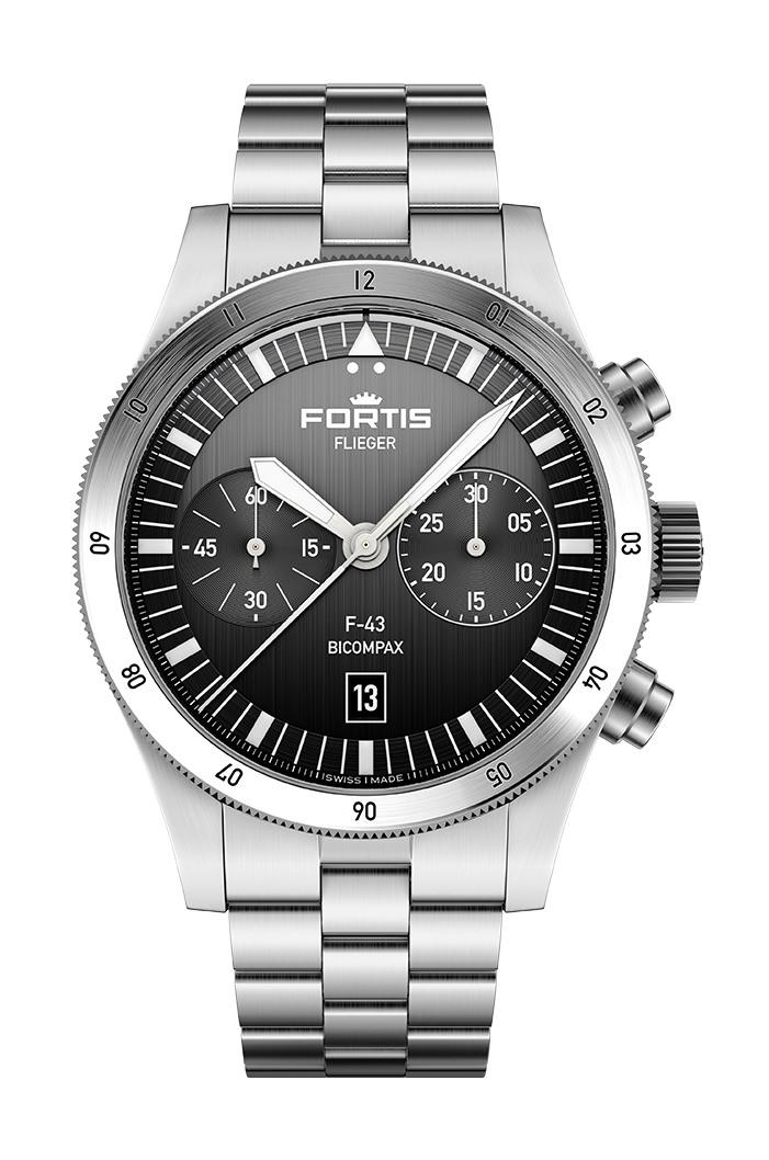 Fortis Flieger F-43 Bicompax Black