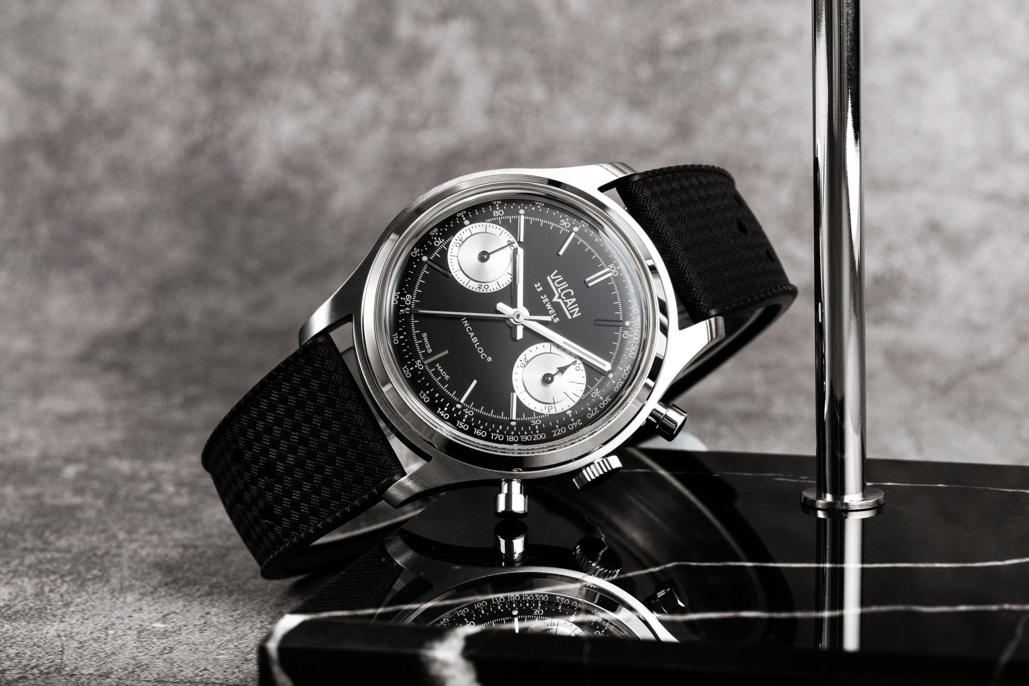 Vulcain Chronograph 1970's Black & Silver