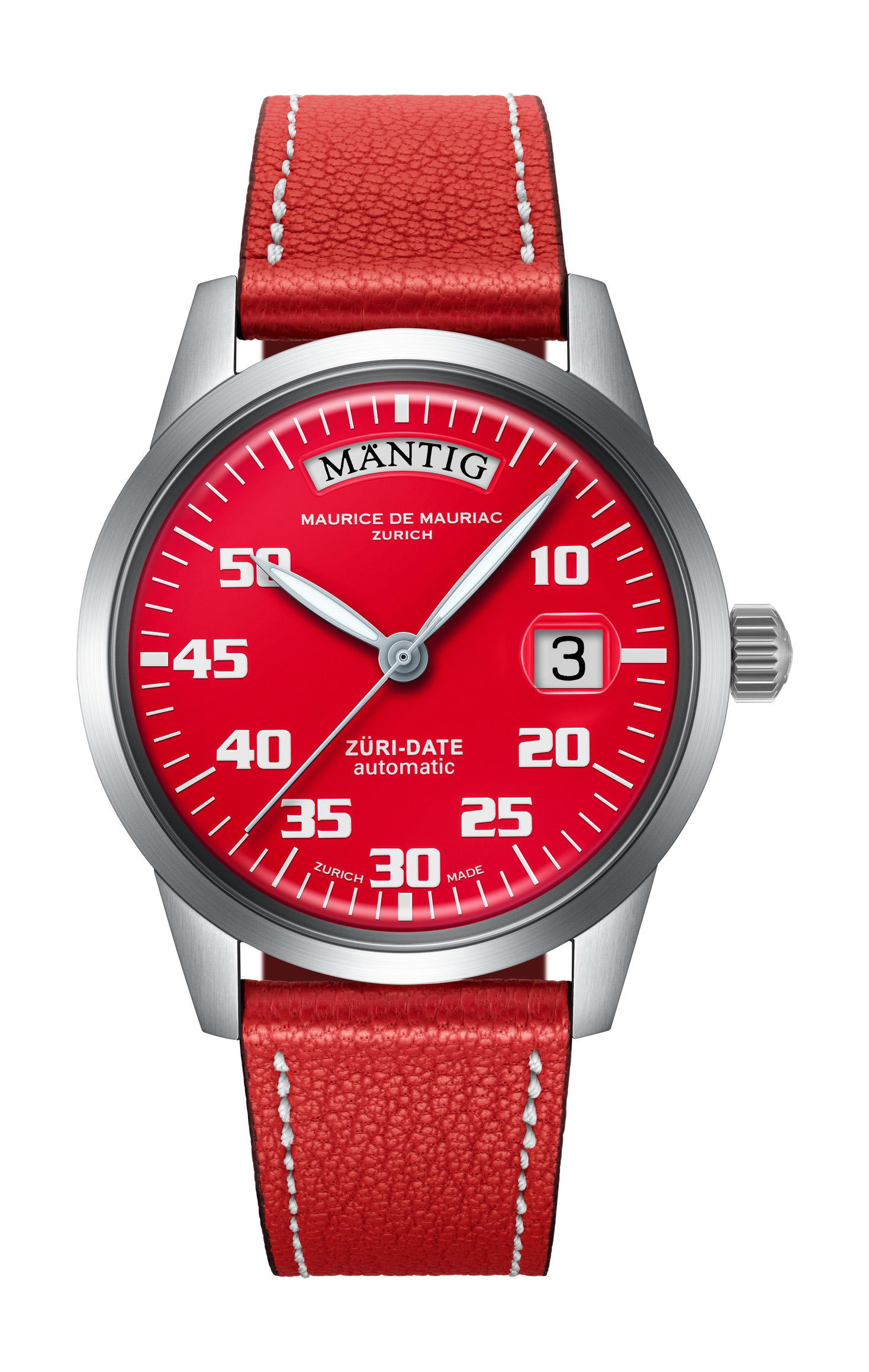 Maurice de Mauriac Automatic Date "Züri Date" Red