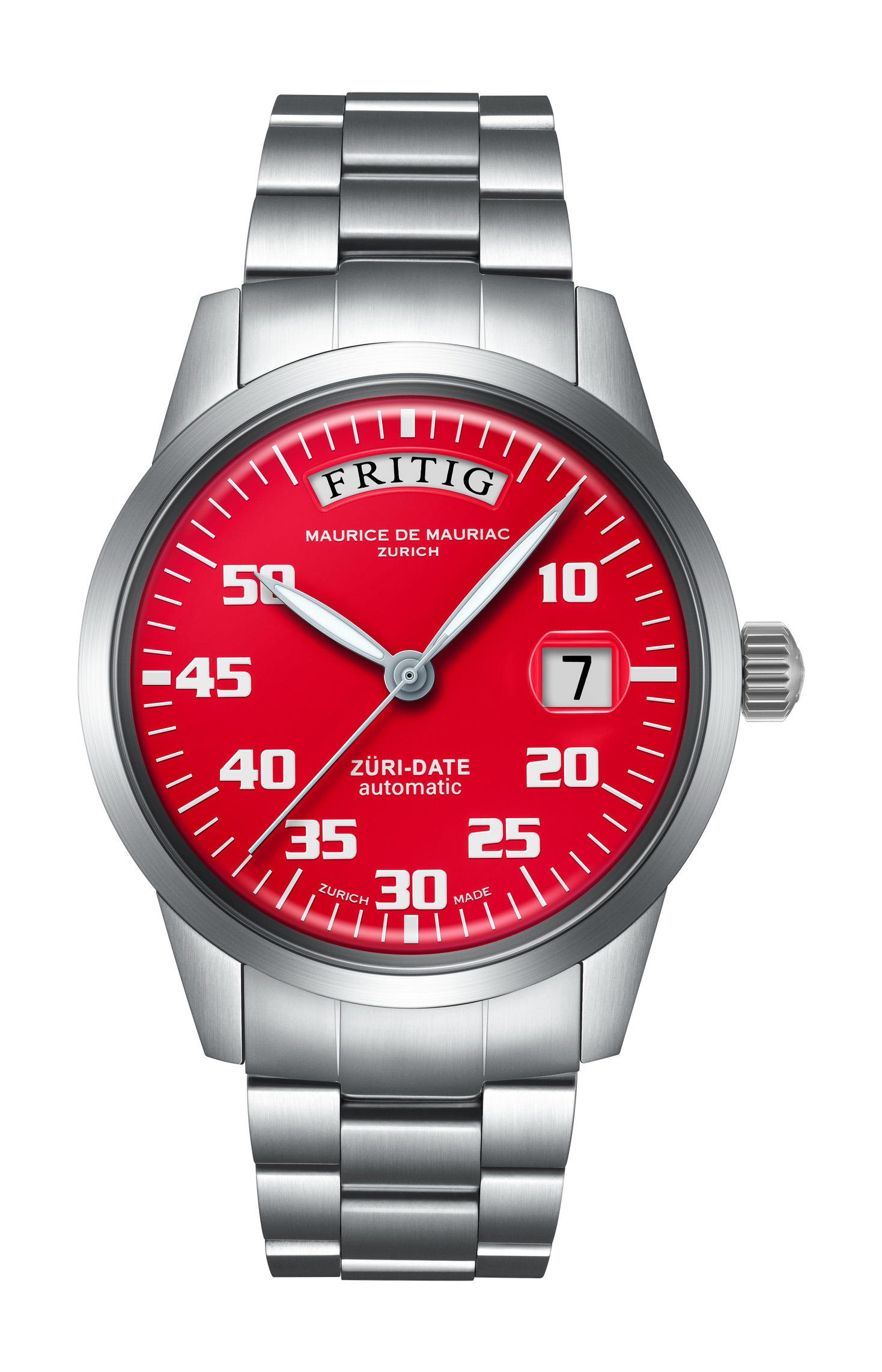 Maurice de Mauriac Automatic Date "Züri Date" Red