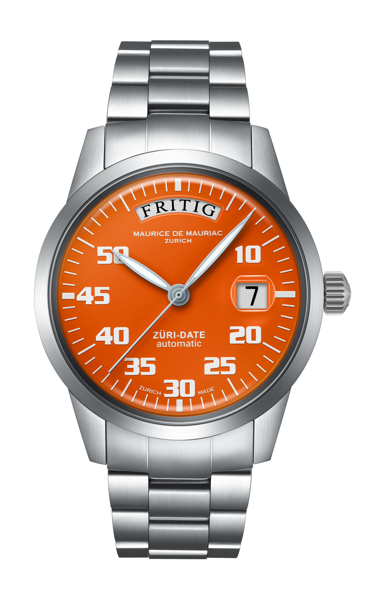 Maurice de Mauriac Automatic Date "Züri Date" Orange