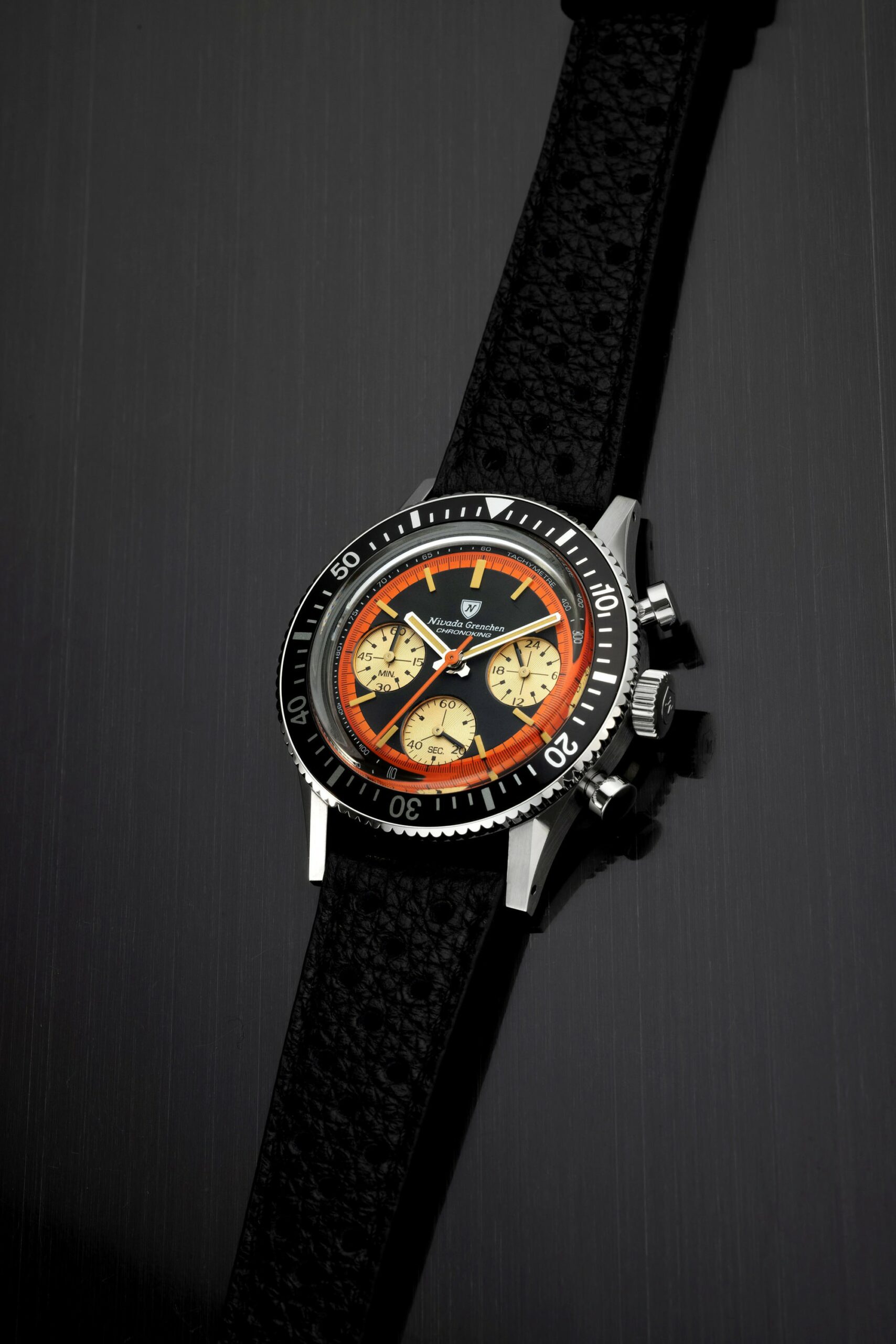 Nivada Grenchen Chronoking "Paul Newman" Orange
