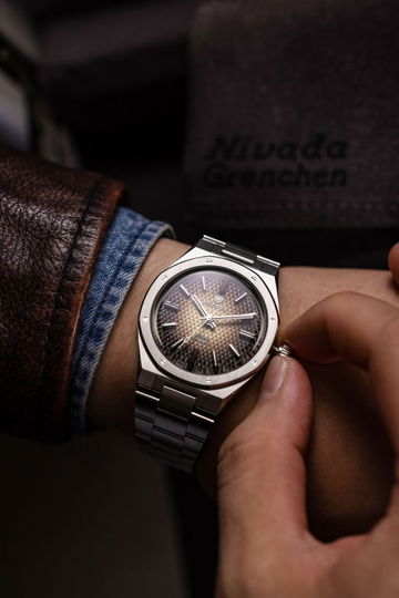 Nivada Grenchen F77 Brown Smoked Dial No Date