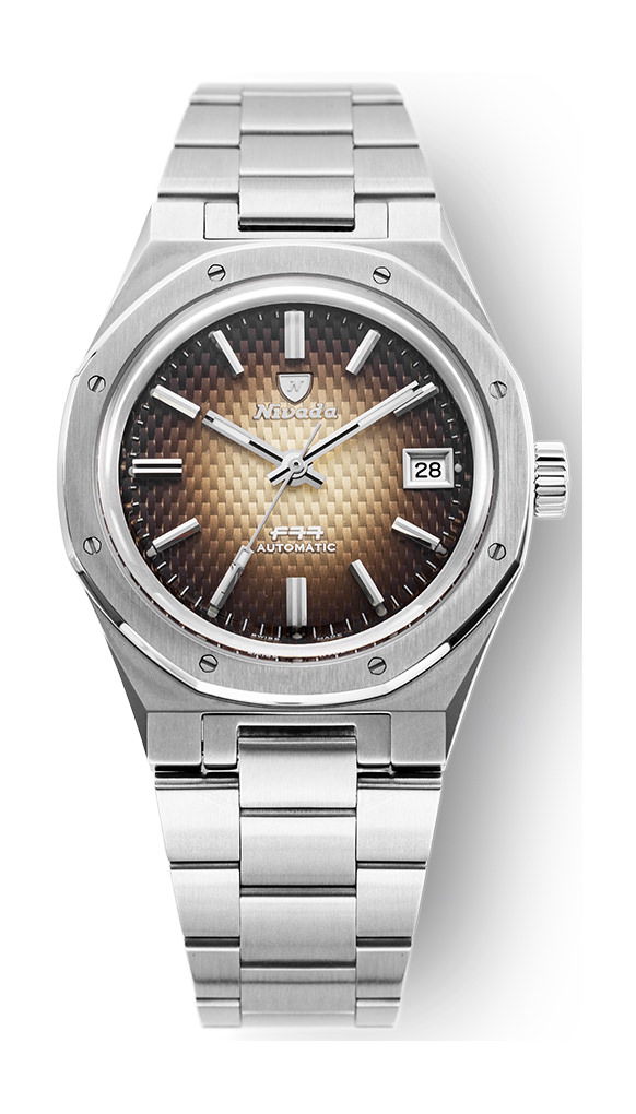 Nivada Grenchen F77 Brown Smoked Dial Date – 69002A77