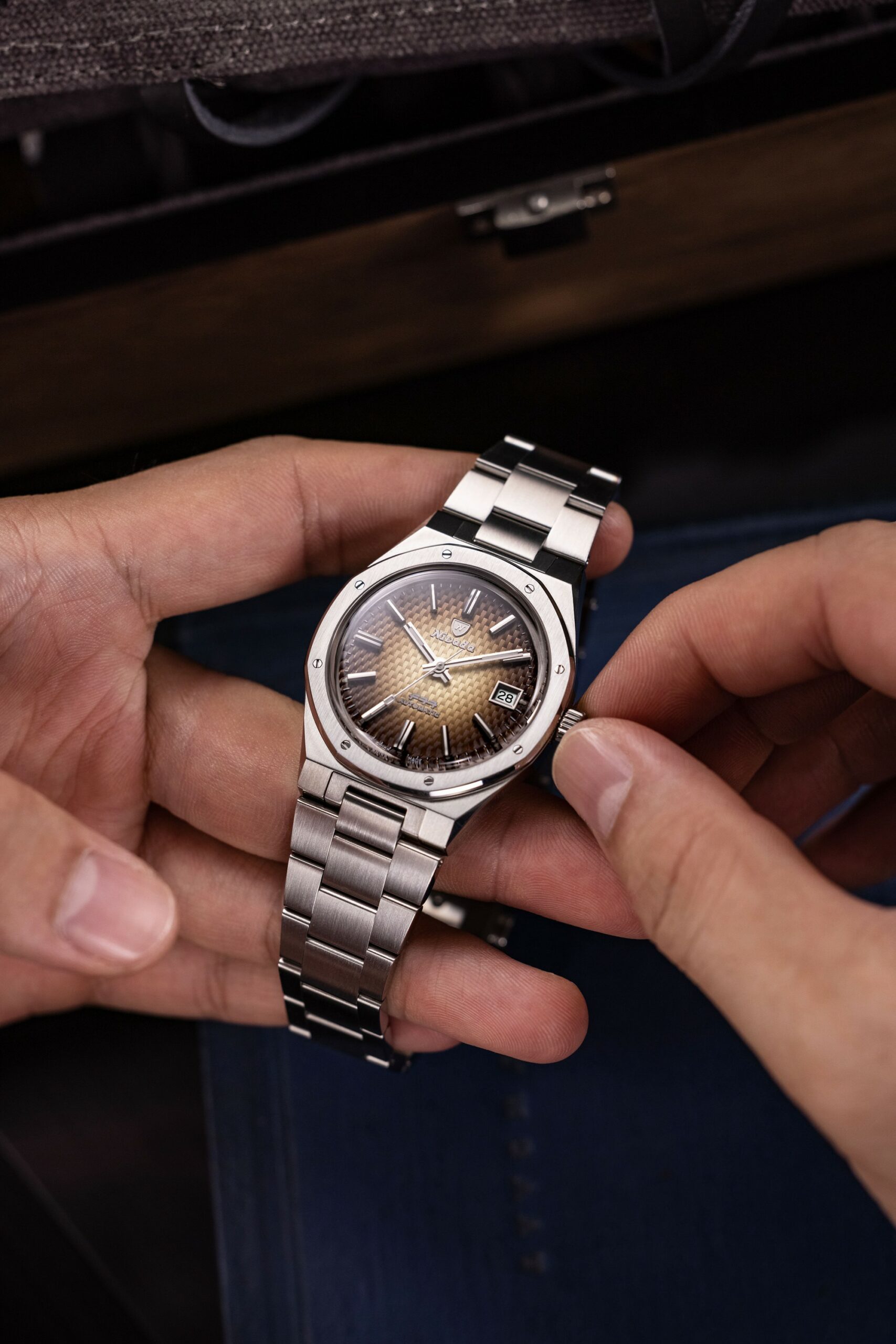 Nivada Grenchen F77 Brown Smoked Dial Date