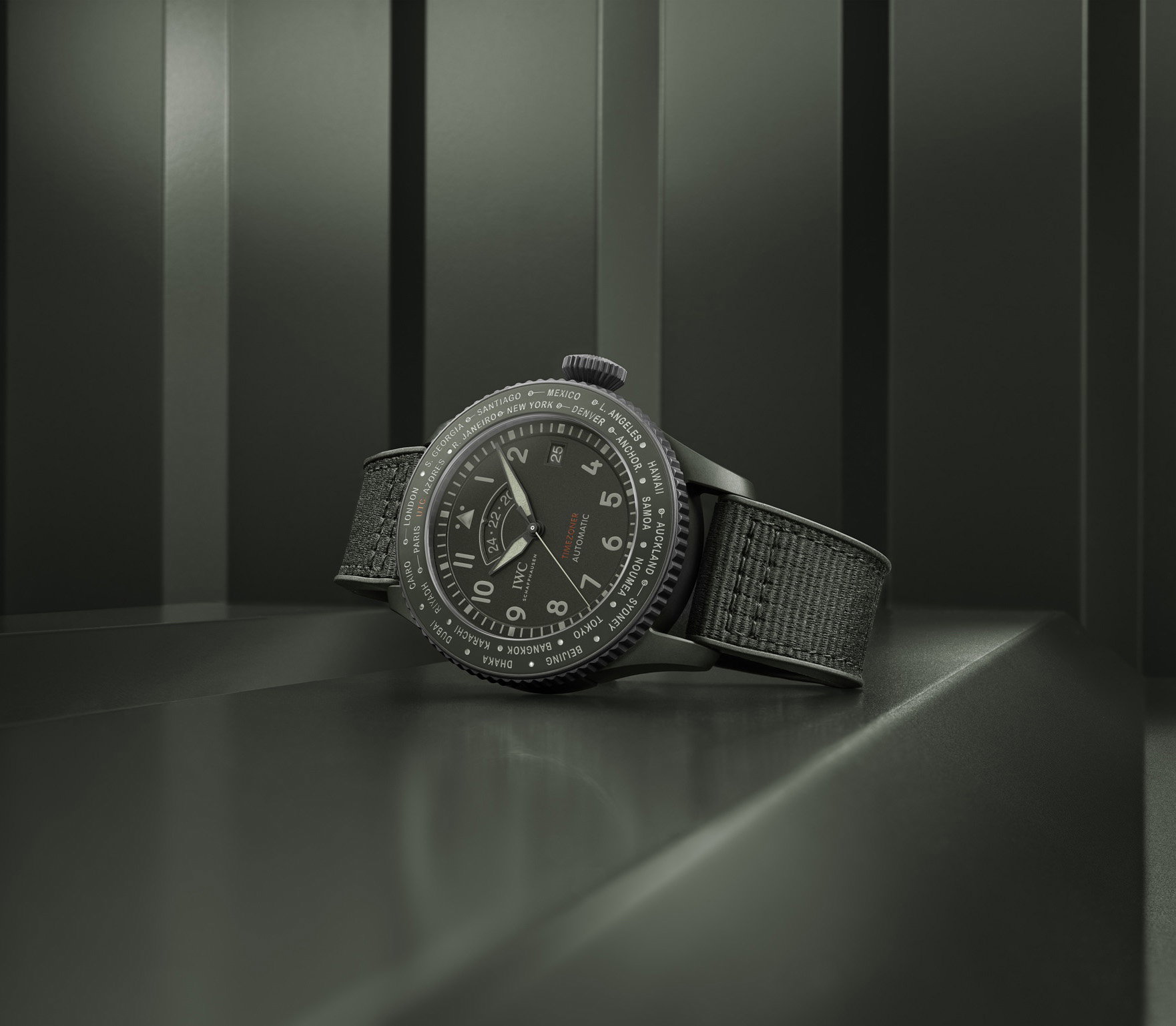 IWC Schaffhausen Pilot's Watch Timezoner Top Gun Woodland