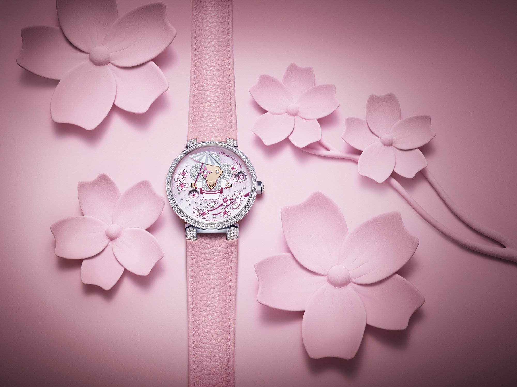 Louis Vuitton Tambour Slim Vivienne Jumping Hours Sakura