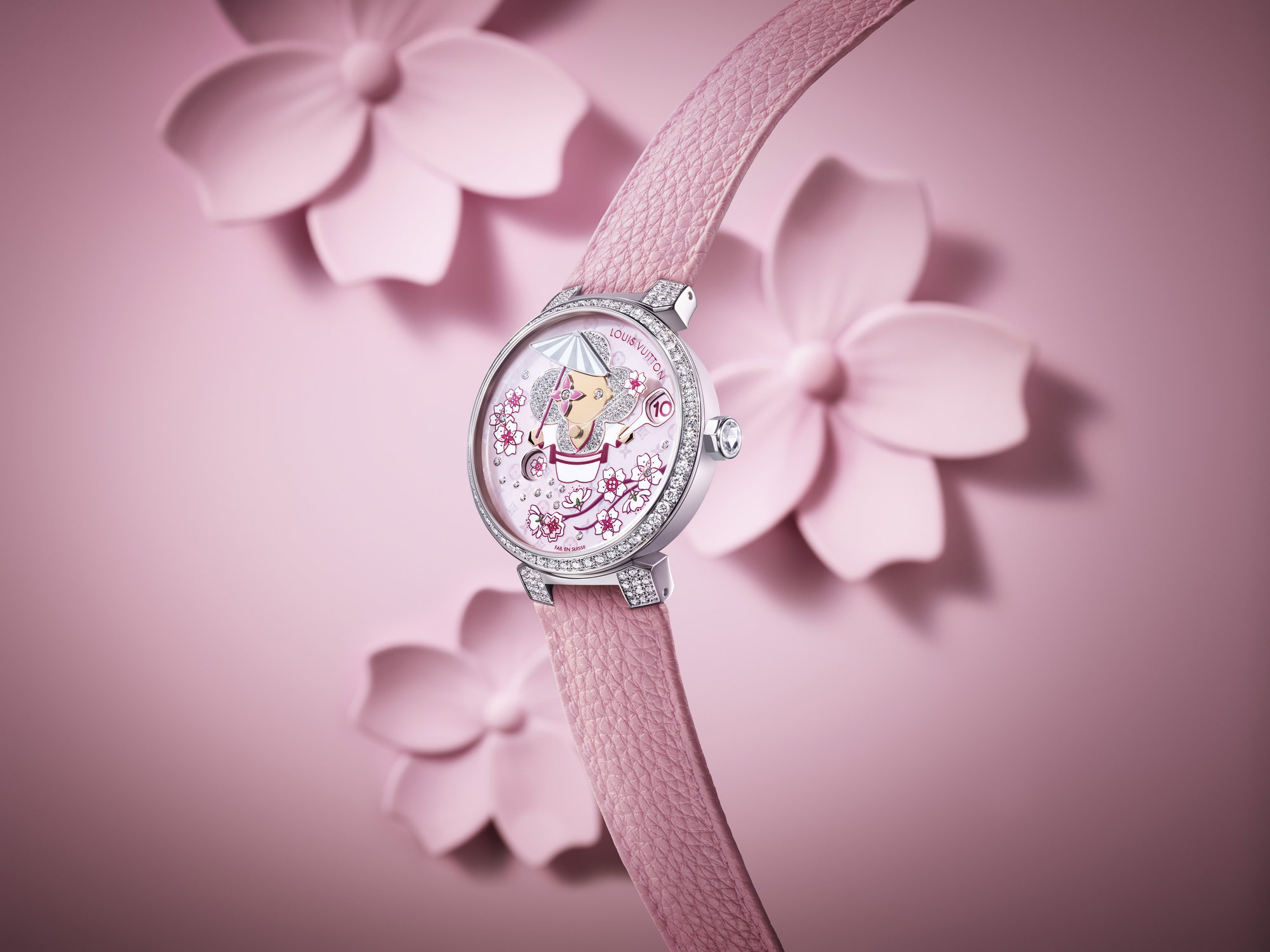 Louis Vuitton Tambour Slim Vivienne Jumping Hours Sakura